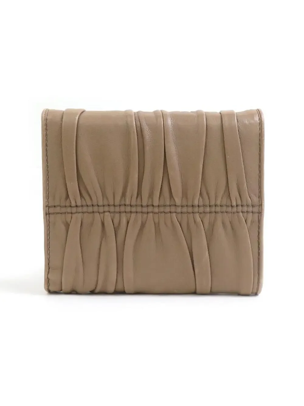 Auth Prada Trifold Wallet Beige #280411P17B